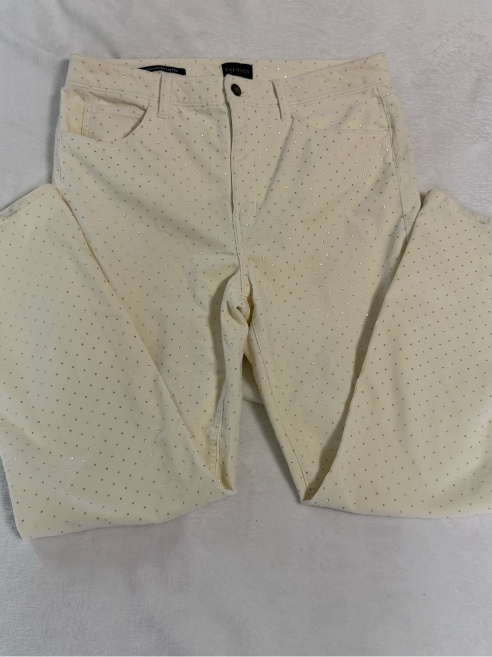 Talbots Cream Microdot Chinos Size 12 Straight Leg